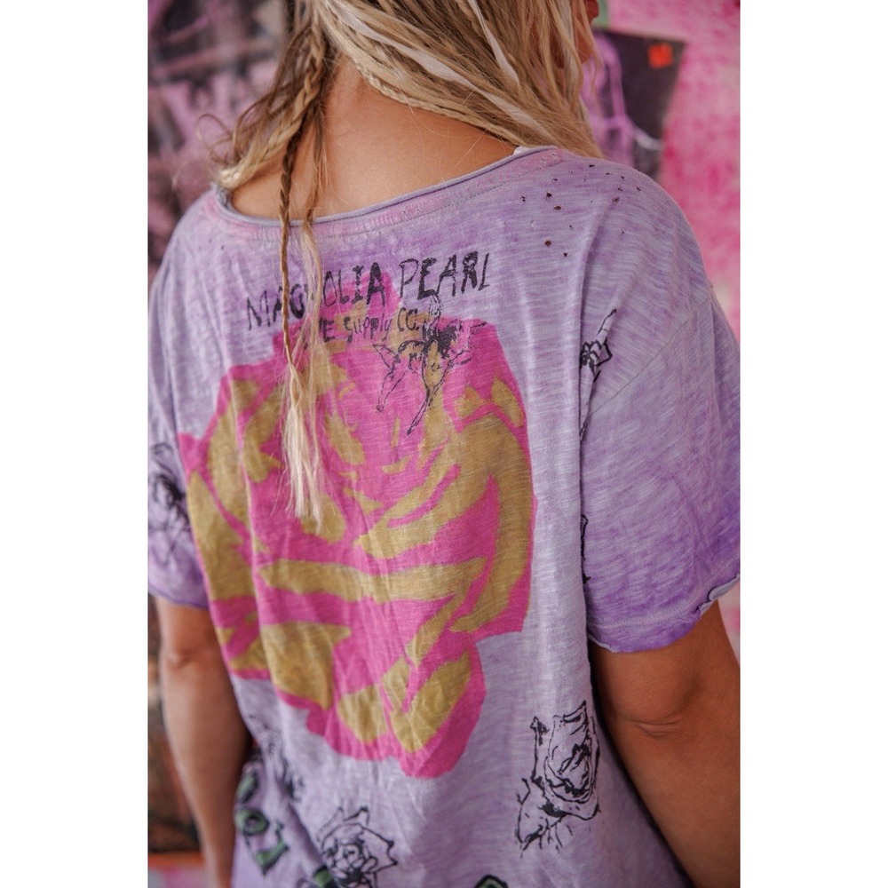 NWT Magnolia Pearl Purple Mermaid Love Letters Tee Hand Distressed One Size OSFM - Picture 8 of 16